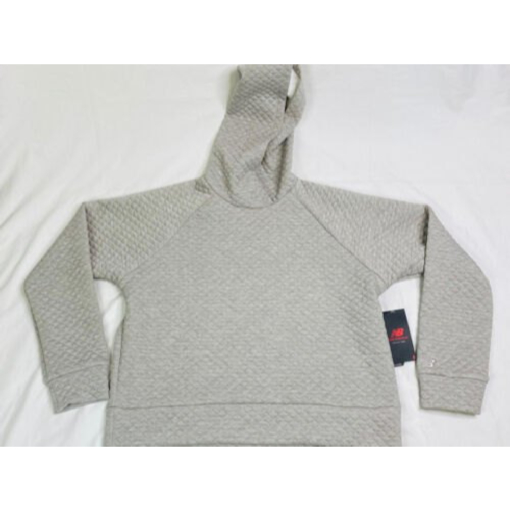New Balance Activewear Hoodie Heather Gray Quilted Lightweight Pullover Med M